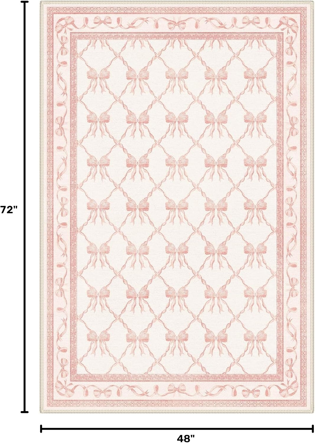 image:imageGENIMO Area Rugs 6X9 for Living Room Bedroom Machine Washable Non Slip Flower Bow Rug Low Pile Soft Cute Floral Rug for Dining Room Girls Room Nursery Room and Playroom Pink BowPink Bow