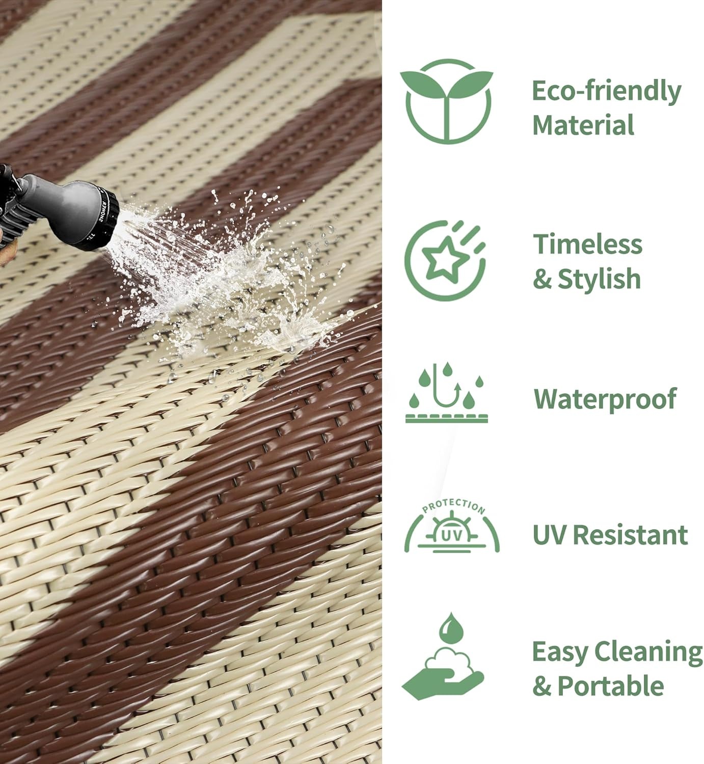 image:imageGENIMO Outdoor Rug for Patio Clearance 5x8 Reversible Plastic Straw Rugs Lightweight Waterproof RV Camping Mat for Camper Balcony Deck Backyard Picnic BlackBrownMocha Beige