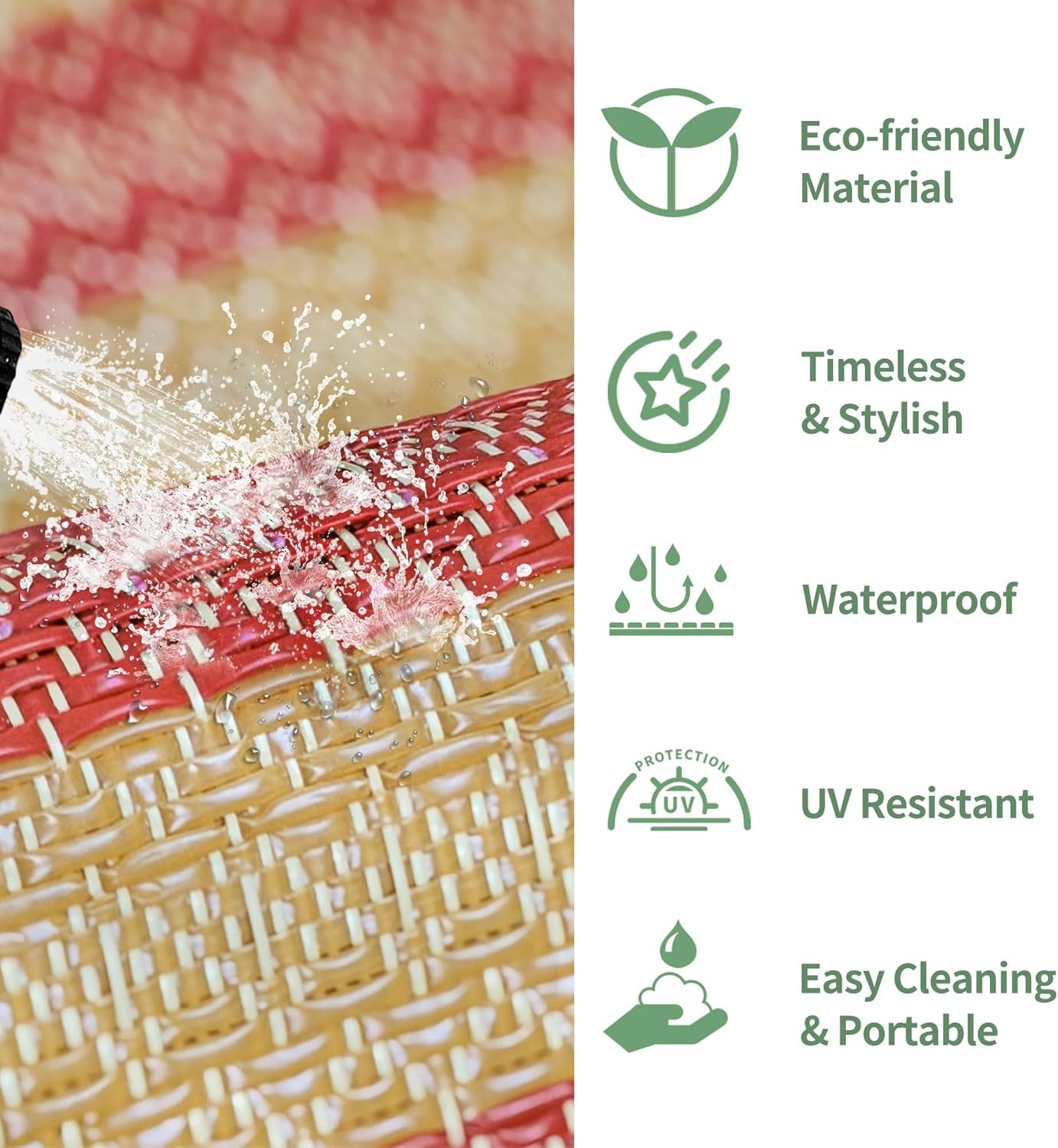image:imageGENIMO Outdoor Rug for Patio Clearance 5x8 Reversible Plastic Straw Rugs Lightweight Waterproof RV Camping Mat for Camper Balcony Deck Backyard Picnic BlackBrownOrange