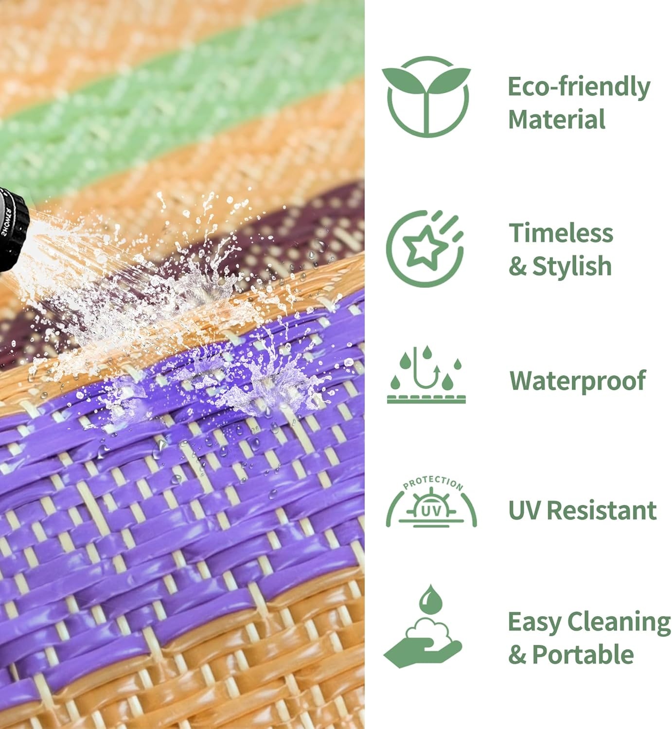 image:imageGENIMO Outdoor Rug for Patio Clearance 5x8 Reversible Plastic Straw Rugs Lightweight Waterproof RV Camping Mat for Camper Balcony Deck Backyard Picnic BlackBrownRainbow