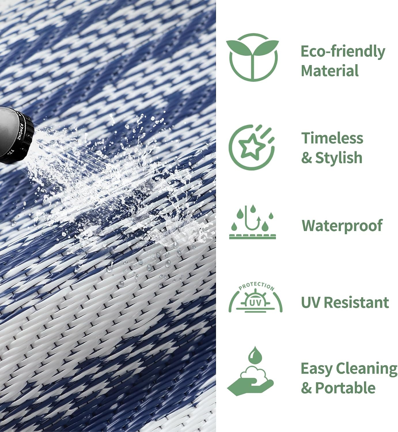 image:imageGENIMO Outdoor Rug for Patio Clearance 5x8 Reversible Plastic Straw Rugs Lightweight Waterproof RV Camping Mat for Camper Balcony Deck Backyard Picnic BlackBrownCloud Blue