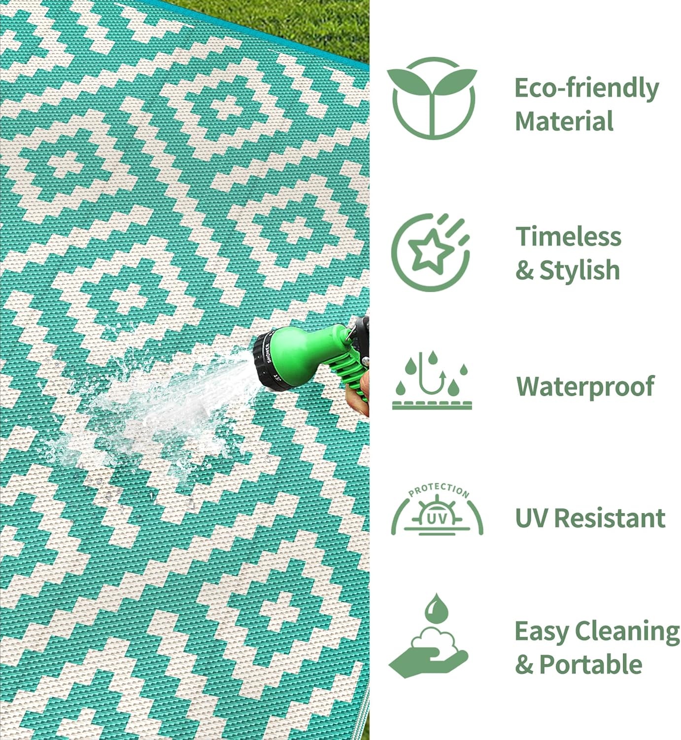 image:imageGENIMO Outdoor Rug for Patio Clearance 5x8 Reversible Plastic Straw Rugs Lightweight Waterproof RV Camping Mat for Camper Balcony Deck Backyard Picnic BlackBrownLakegreenbeigewhite