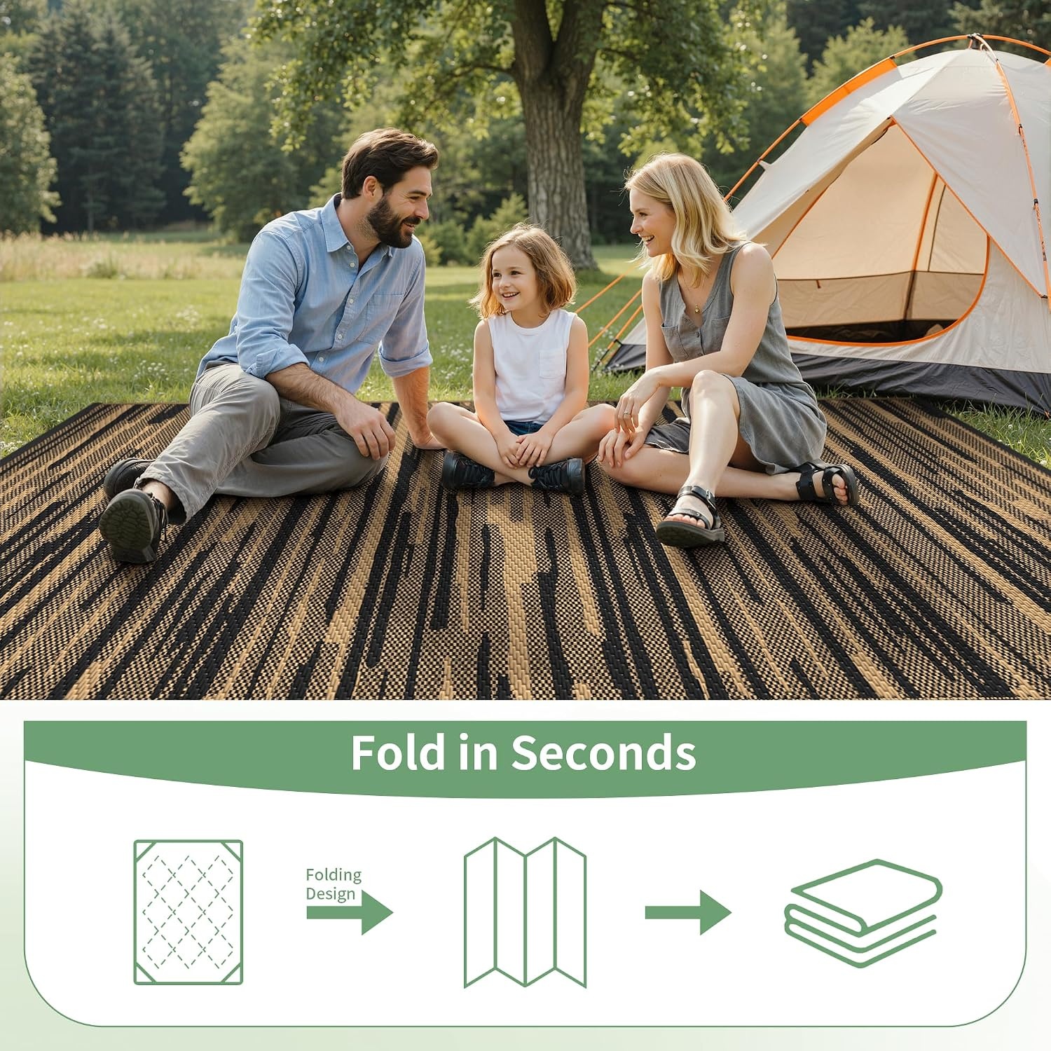 image:imageGENIMO Outdoor Rug for Patio Clearance 5x8 Reversible Plastic Straw Rugs Lightweight Waterproof RV Camping Mat for Camper Balcony Deck Backyard Picnic BlackBrownDeep Walnut Brown