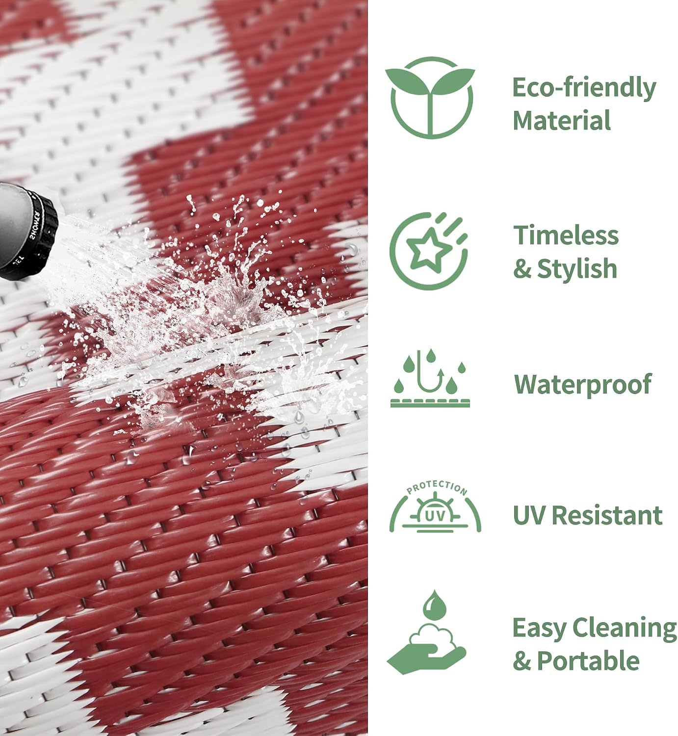 image:imageGENIMO Outdoor Rug for Patio Clearance 5x8 Reversible Plastic Straw Rugs Lightweight Waterproof RV Camping Mat for Camper Balcony Deck Backyard Picnic BlackBrownRed White