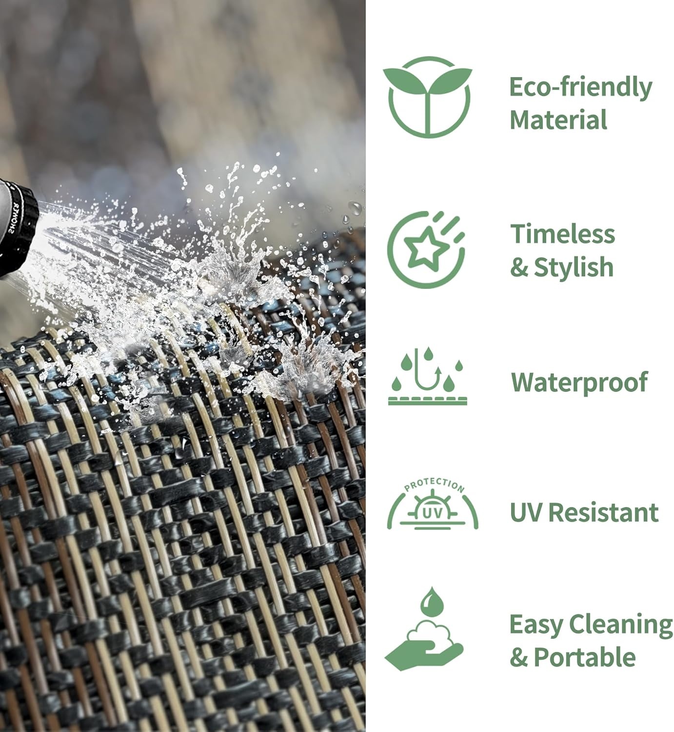 image:imageGENIMO Outdoor Rug for Patio Clearance 5x8 Reversible Plastic Straw Rugs Lightweight Waterproof RV Camping Mat for Camper Balcony Deck Backyard Picnic BlackBrownBlackbrownw