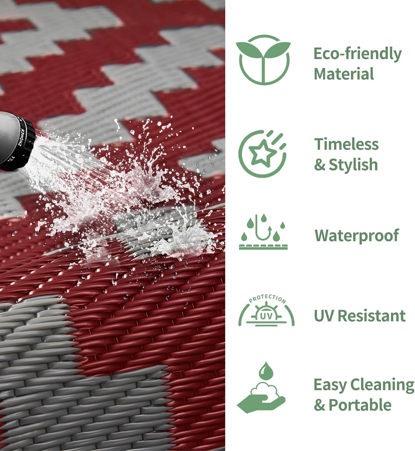image:imageGENIMO Outdoor Rug for Patio Clearance 5x8 Reversible Plastic Straw Rugs Lightweight Waterproof RV Camping Mat for Camper Balcony Deck Backyard Picnic BlackBrownRed Grey
