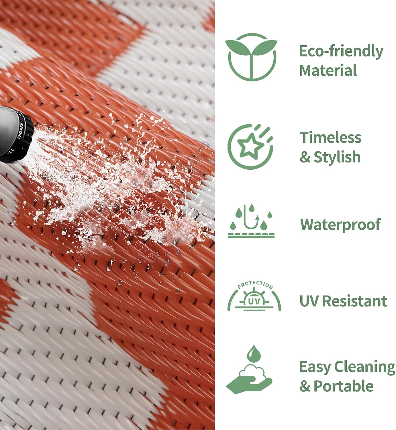 image:imageGENIMO Outdoor Rug for Patio Clearance 5x8 Reversible Plastic Straw Rugs Lightweight Waterproof RV Camping Mat for Camper Balcony Deck Backyard Picnic BlackBrownWhiteorange