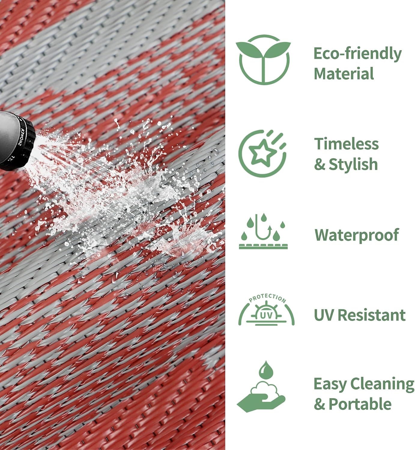 image:imageGENIMO Outdoor Rug for Patio Clearance 5x8 Reversible Plastic Straw Rugs Lightweight Waterproof RV Camping Mat for Camper Balcony Deck Backyard Picnic BlackBrownCrimson Grey