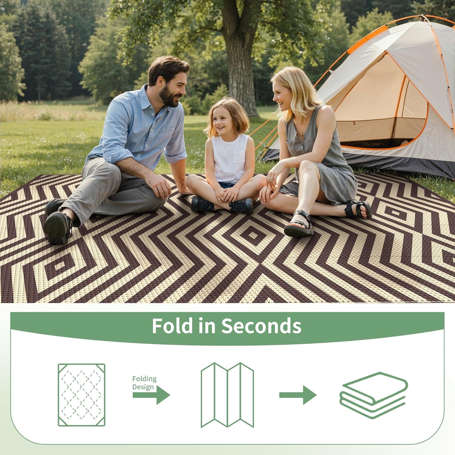 image:imageGENIMO Outdoor Rug for Patio Clearance 5x8 Reversible Plastic Straw Rugs Lightweight Waterproof RV Camping Mat for Camper Balcony Deck Backyard Picnic BlackBrownMocha Beige