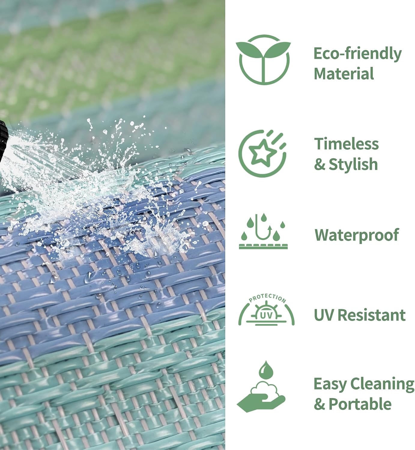 image:imageGENIMO Outdoor Rug for Patio Clearance 5x8 Reversible Plastic Straw Rugs Lightweight Waterproof RV Camping Mat for Camper Balcony Deck Backyard Picnic BlackBrownLightblue