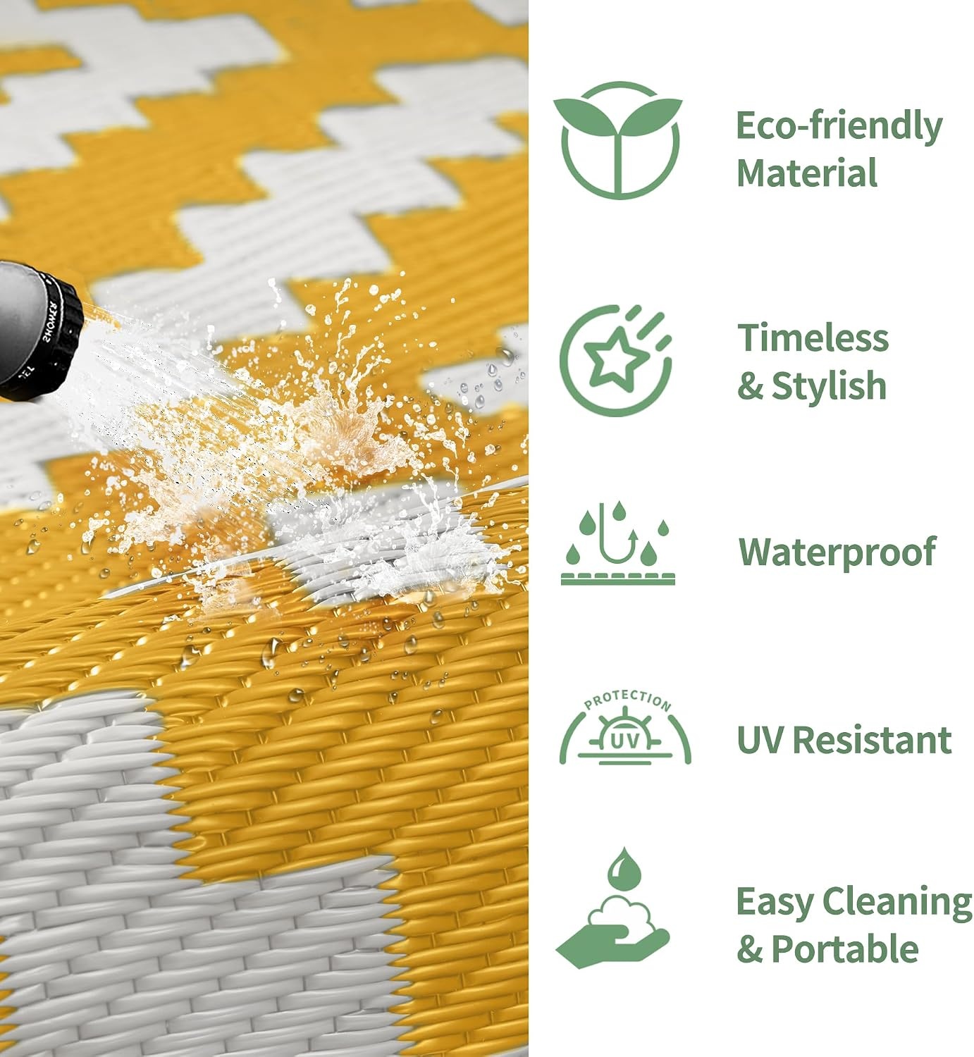 image:imageGENIMO Outdoor Rug for Patio Clearance 5x8 Reversible Plastic Straw Rugs Lightweight Waterproof RV Camping Mat for Camper Balcony Deck Backyard Picnic BlackBrownYellow Beige White