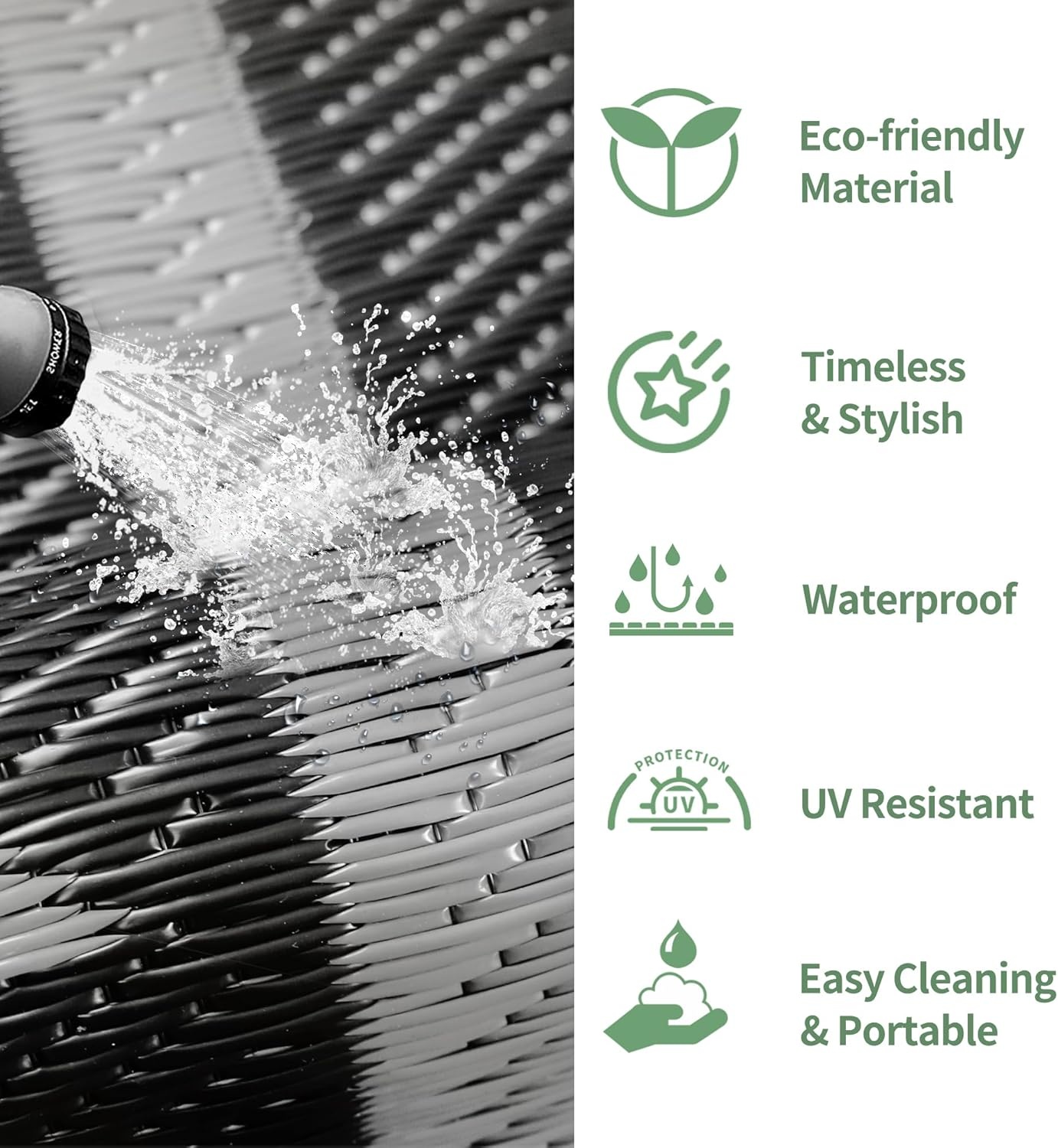 image:imageGENIMO Outdoor Rug for Patio Clearance 5x8 Reversible Plastic Straw Rugs Lightweight Waterproof RV Camping Mat for Camper Balcony Deck Backyard Picnic BlackBrownBlack Grey Aztec
