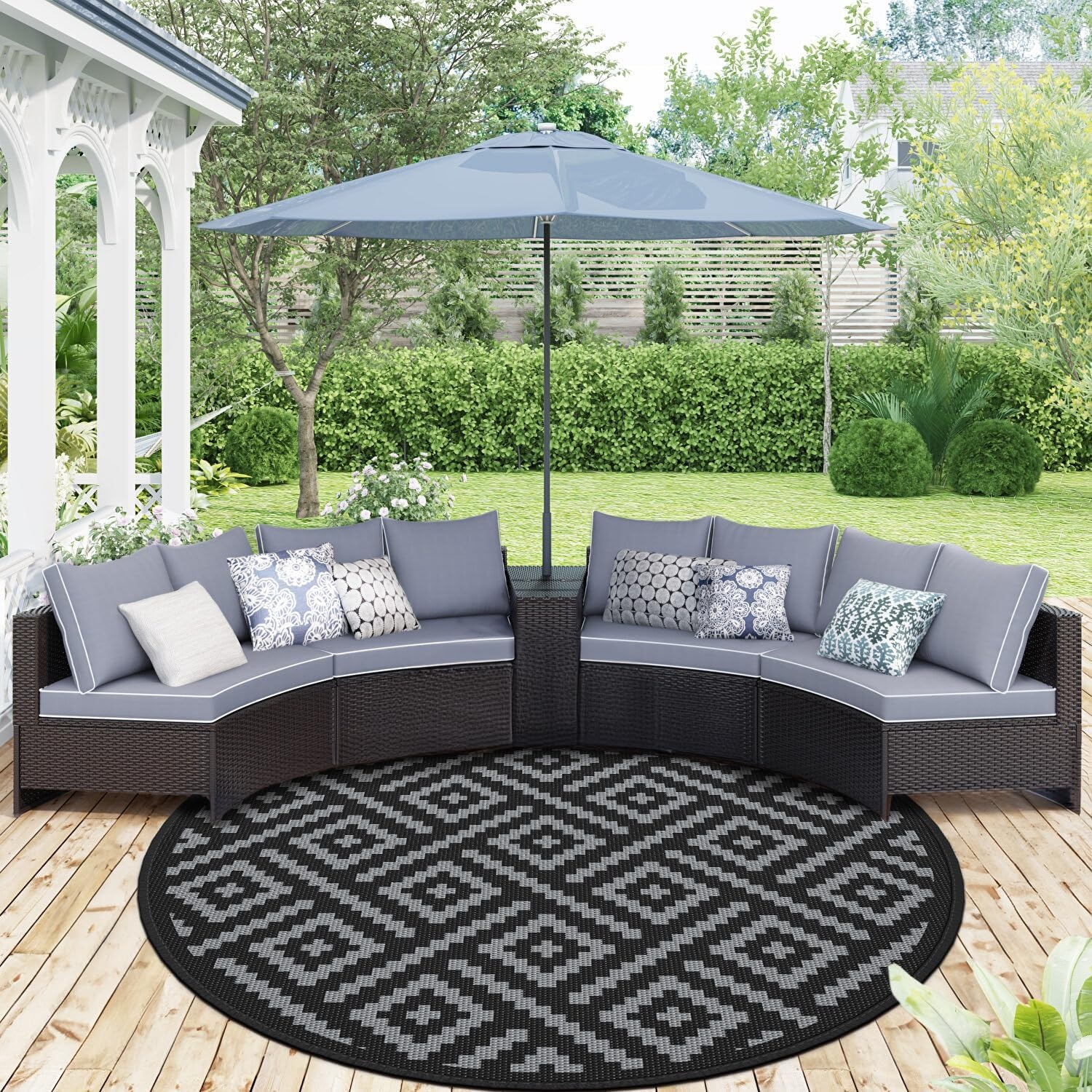image:imageGENIMO Outdoor Rug for Patio Clearance 5x8 Reversible Plastic Straw Rugs Lightweight Waterproof RV Camping Mat for Camper Balcony Deck Backyard Picnic BlackBrownBlackgray