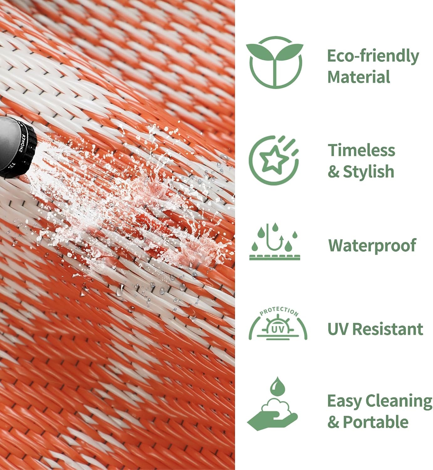 image:imageGENIMO Outdoor Rug for Patio Clearance 5x8 Reversible Plastic Straw Rugs Lightweight Waterproof RV Camping Mat for Camper Balcony Deck Backyard Picnic BlackBrownOrange White Plaid