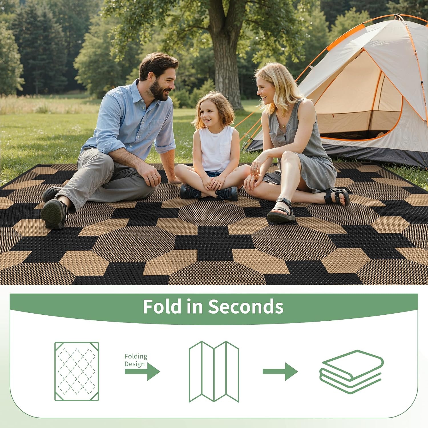 image:imageGENIMO Outdoor Rug for Patio Clearance 5x8 Reversible Plastic Straw Rugs Lightweight Waterproof RV Camping Mat for Camper Balcony Deck Backyard Picnic BlackBrownDark Mocha Brown