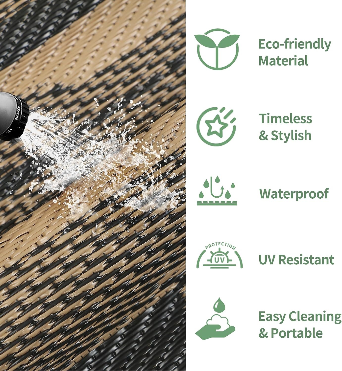 image:imageGENIMO Outdoor Rug for Patio Clearance 5x8 Reversible Plastic Straw Rugs Lightweight Waterproof RV Camping Mat for Camper Balcony Deck Backyard Picnic BlackBrownDeep Walnut Brown