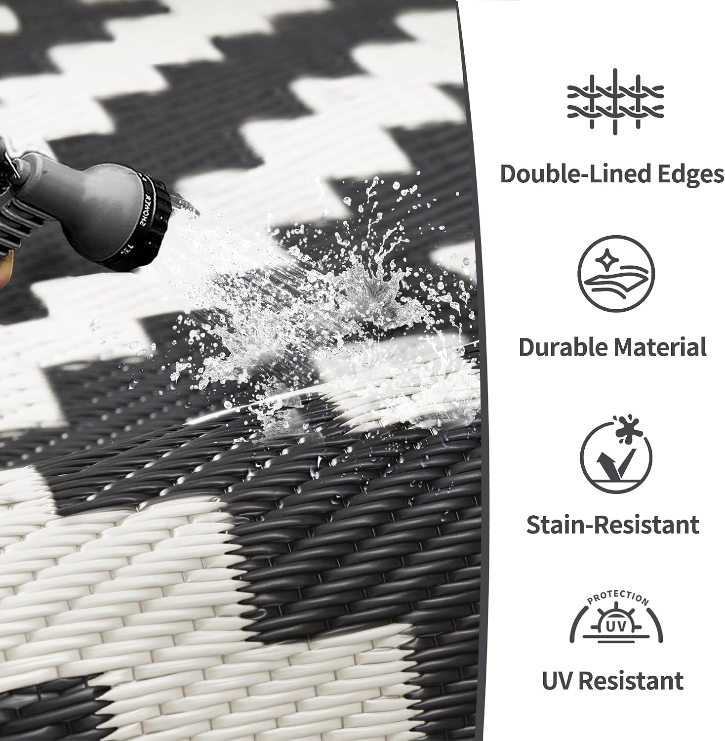 image:imageGENIMO Outdoor Rug for Patio Clearance 5x8 Reversible Plastic Straw Rugs Lightweight Waterproof RV Camping Mat for Camper Balcony Deck Backyard Picnic BlackBrownBlackwhite