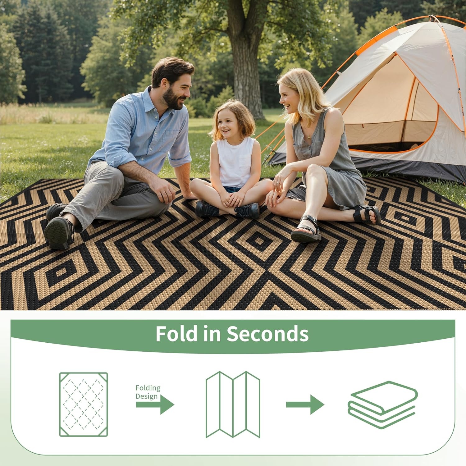 image:imageGENIMO Outdoor Rug for Patio Clearance 5x8 Reversible Plastic Straw Rugs Lightweight Waterproof RV Camping Mat for Camper Balcony Deck Backyard Picnic BlackBrownEbony Brown
