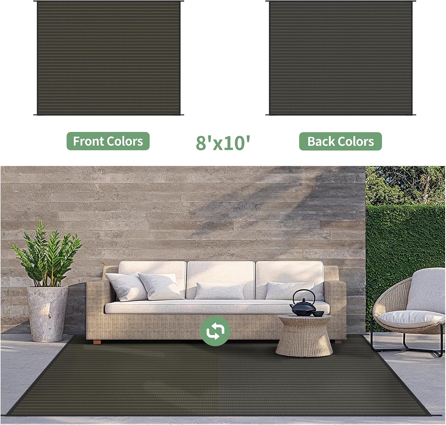 image:imageGENIMO Outdoor Rug for Patio Clearance 5x8 Reversible Plastic Straw Rugs Lightweight Waterproof RV Camping Mat for Camper Balcony Deck Backyard Picnic BlackBrownBlackbrownw