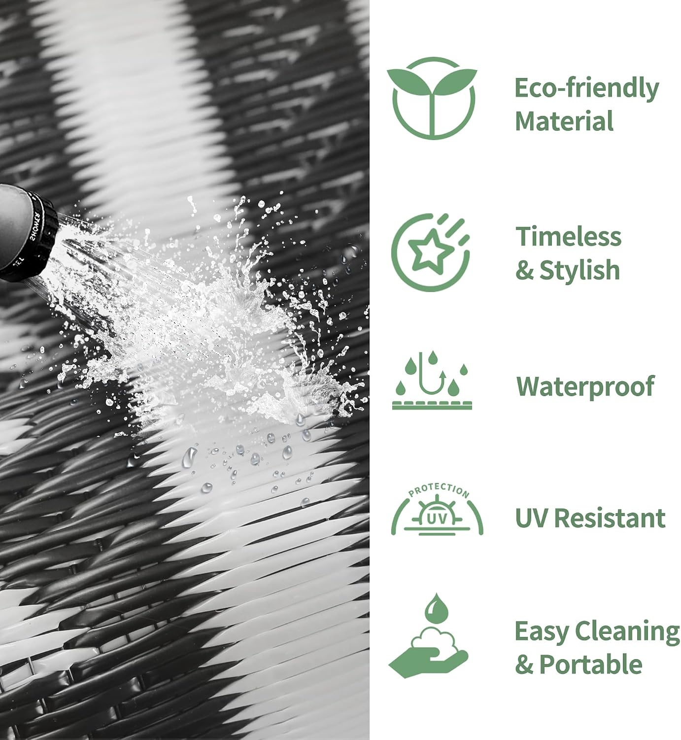 image:imageGENIMO Outdoor Rug for Patio Clearance 5x8 Reversible Plastic Straw Rugs Lightweight Waterproof RV Camping Mat for Camper Balcony Deck Backyard Picnic BlackBrownBlack White Aztec