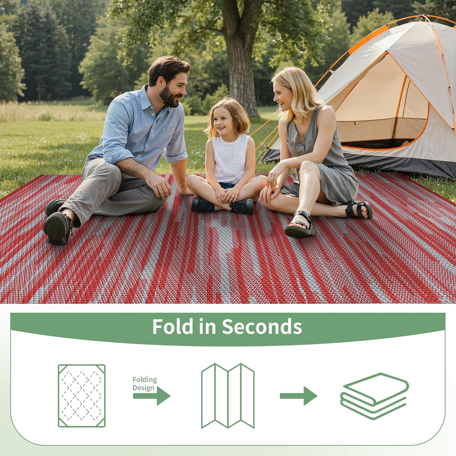 image:imageGENIMO Outdoor Rug for Patio Clearance 5x8 Reversible Plastic Straw Rugs Lightweight Waterproof RV Camping Mat for Camper Balcony Deck Backyard Picnic BlackBrownCrimson Grey