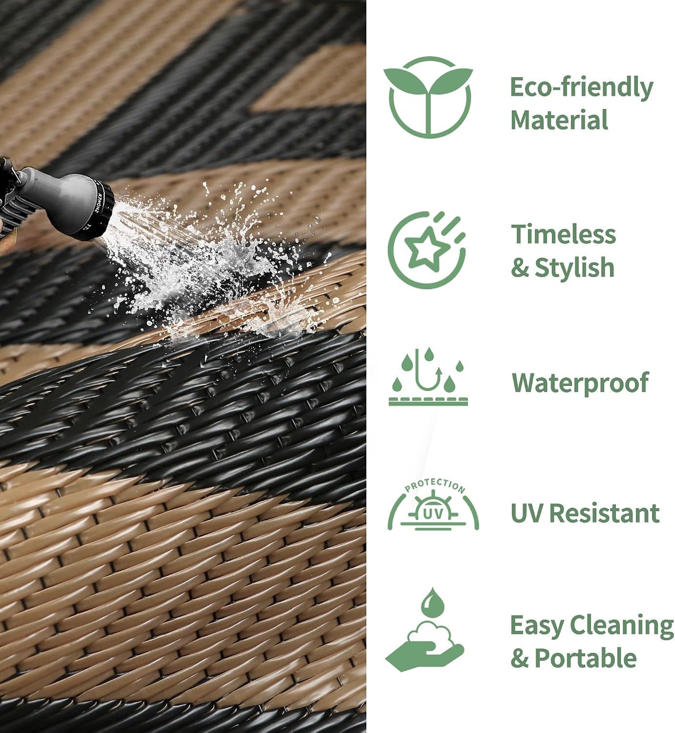 image:imageGENIMO Outdoor Rug for Patio Clearance 5x8 Reversible Plastic Straw Rugs Lightweight Waterproof RV Camping Mat for Camper Balcony Deck Backyard Picnic BlackBrownEbony Brown