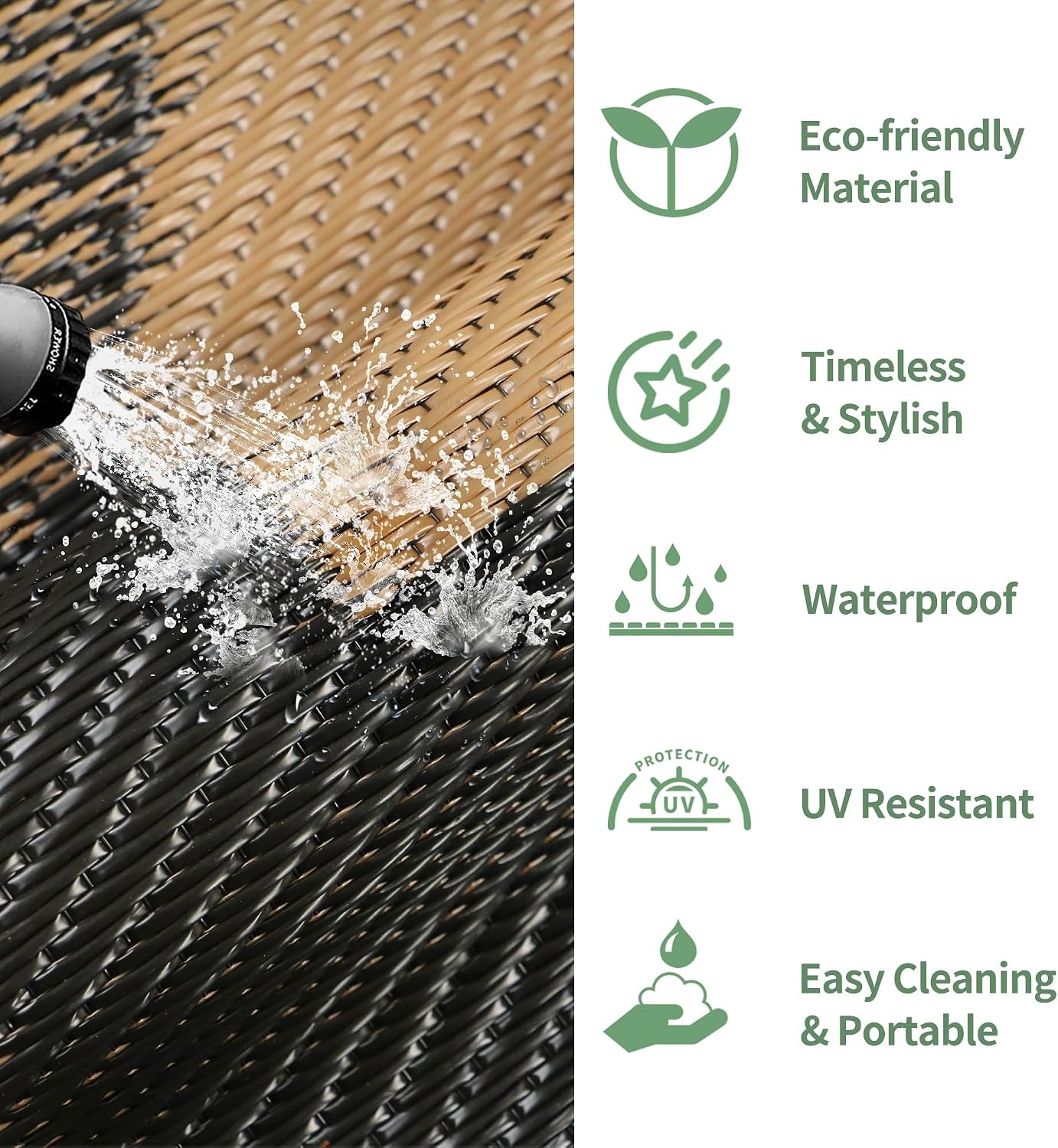 image:imageGENIMO Outdoor Rug for Patio Clearance 5x8 Reversible Plastic Straw Rugs Lightweight Waterproof RV Camping Mat for Camper Balcony Deck Backyard Picnic BlackBrownDark Mocha Brown