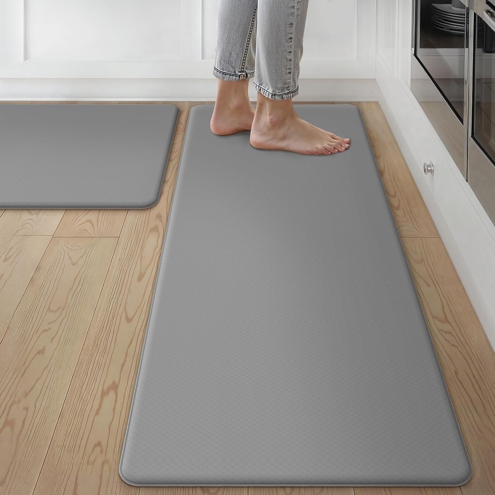 image:imageGENIMO Anti Fatigue Kitchen Mats for Floor 2PCS Cushioned Standing Mats 173x47amp173x30 Light Taupe Brown vintage boho rug set waterproof nonslip easyclean for home laundry sink farmhouseSlate Gray