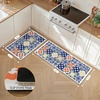 GENIMO Anti Fatigue Kitchen Mats for Floor 2PCS, Cushioned Standing Mats | 17.3″x47″&17.3″x30″, Light Taupe Brown vintage boho rug set, waterproof, non-slip, easy-clean for home laundry sink farmhouse(A.blue)