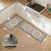 GENIMO Anti Fatigue Kitchen Mats for Floor 2PCS, Cushioned Standing Mats | 17.3″x47″&17.3″x30″, Light Taupe Brown vintage boho rug set, waterproof, non-slip, easy-clean for home laundry sink farmhouse(Blue&salmon)