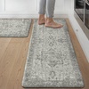 GENIMO Anti Fatigue Kitchen Mats for Floor 2PCS, Cushioned Standing Mats | 17.3″x47″&17.3″x30″, Light Taupe Brown vintage boho rug set, waterproof, non-slip, easy-clean for home laundry sink farmhouse(Stone Gray)