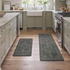 GENIMO Anti Fatigue Kitchen Mats for Floor 2PCS, Cushioned Standing Mats | 17.3″x47″&17.3″x30″, Light Taupe Brown vintage boho rug set, waterproof, non-slip, easy-clean for home laundry sink farmhouse(Dusky Green)