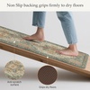 GENIMO Anti Fatigue Kitchen Mats for Floor 2PCS, Cushioned Standing Mats | 17.3″x47″&17.3″x30″, Light Taupe Brown vintage boho rug set, waterproof, non-slip, easy-clean for home laundry sink farmhouse(Lake Blue)