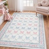 GENIMO Area Rugs 6X9 for Living Room Bedroom, Machine Washable Non Slip Flower Bow Rug, Low Pile Soft Cute Floral Rug for Dining Room Girls Room Nursery Room and Playroom, Pink Bow(Blue Pink Bow)