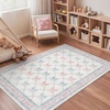 GENIMO Area Rugs 6X9 for Living Room Bedroom, Machine Washable Non Slip Flower Bow Rug, Low Pile Soft Cute Floral Rug for Dining Room Girls Room Nursery Room and Playroom, Pink Bow(Blue Pink Bow)