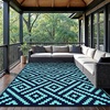GENIMO Outdoor Rug for Patio Clearance, 5’x8′ Reversible Plastic Straw Rugs, Lightweight Waterproof RV Camping Mat for Camper, Balcony, Deck, Backyard, Picnic, BlackBrown(Navyblue&jadegreen)
