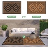 GENIMO Outdoor Rug for Patio Clearance, 5’x8′ Reversible Plastic Straw Rugs, Lightweight Waterproof RV Camping Mat for Camper, Balcony, Deck, Backyard, Picnic, BlackBrown(Black & Orange Aztec)