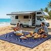 GENIMO Outdoor Rug for Patio Clearance, 5’x8′ Reversible Plastic Straw Rugs, Lightweight Waterproof RV Camping Mat for Camper, Balcony, Deck, Backyard, Picnic, BlackBrown(Blue & Grey Aztec)