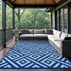 GENIMO Outdoor Rug for Patio Clearance, 5’x8′ Reversible Plastic Straw Rugs, Lightweight Waterproof RV Camping Mat for Camper, Balcony, Deck, Backyard, Picnic, BlackBrown(Royalblue&bluegreen)