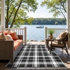 GENIMO Outdoor Rug for Patio Clearance, 5’x8′ Reversible Plastic Straw Rugs, Lightweight Waterproof RV Camping Mat for Camper, Balcony, Deck, Backyard, Picnic, BlackBrown(Black White Plaid)