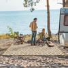 GENIMO Outdoor Rug for Patio Clearance, 5’x8′ Reversible Plastic Straw Rugs, Lightweight Waterproof RV Camping Mat for Camper, Balcony, Deck, Backyard, Picnic, BlackBrown(Brown&white)