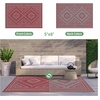 GENIMO Outdoor Rug for Patio Clearance, 5’x8′ Reversible Plastic Straw Rugs, Lightweight Waterproof RV Camping Mat for Camper, Balcony, Deck, Backyard, Picnic, BlackBrown(Red & Grey Aztec)
