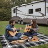 GENIMO Outdoor Rug for Patio Clearance, 5’x8′ Reversible Plastic Straw Rugs, Lightweight Waterproof RV Camping Mat for Camper, Balcony, Deck, Backyard, Picnic, BlackBrown(Black White Plaid)