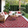 GENIMO Outdoor Rug for Patio Clearance, 5’x8′ Reversible Plastic Straw Rugs, Lightweight Waterproof RV Camping Mat for Camper, Balcony, Deck, Backyard, Picnic, BlackBrown(Red & Grey)