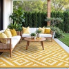 GENIMO Outdoor Rug for Patio Clearance, 5’x8′ Reversible Plastic Straw Rugs, Lightweight Waterproof RV Camping Mat for Camper, Balcony, Deck, Backyard, Picnic, BlackBrown(Yellow Beige White)