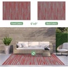 GENIMO Outdoor Rug for Patio Clearance, 5’x8′ Reversible Plastic Straw Rugs, Lightweight Waterproof RV Camping Mat for Camper, Balcony, Deck, Backyard, Picnic, BlackBrown(Crimson Grey)