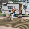 GENIMO Outdoor Rug for Patio Clearance, 5’x8′ Reversible Plastic Straw Rugs, Lightweight Waterproof RV Camping Mat for Camper, Balcony, Deck, Backyard, Picnic, BlackBrown(Lightbrownbeige)