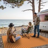 GENIMO Outdoor Rug for Patio Clearance, 5’x8′ Reversible Plastic Straw Rugs, Lightweight Waterproof RV Camping Mat for Camper, Balcony, Deck, Backyard, Picnic, BlackBrown(Orange)