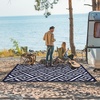 GENIMO Outdoor Rug for Patio Clearance, 5’x8′ Reversible Plastic Straw Rugs, Lightweight Waterproof RV Camping Mat for Camper, Balcony, Deck, Backyard, Picnic, BlackBrown(Mix-navybluewhite)
