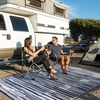 GENIMO Outdoor Rug for Patio Clearance, 5’x8′ Reversible Plastic Straw Rugs, Lightweight Waterproof RV Camping Mat for Camper, Balcony, Deck, Backyard, Picnic, BlackBrown(Cloud Blue)